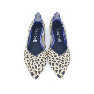 Rothys Pointed Toe Leopard Ballet Flats Womens Retired Knit Shoes Size 12